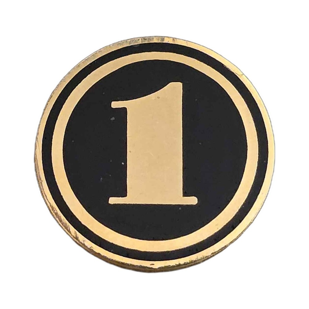 Vintage Circular Number One Black And Gold Lapel Vest Hat Pin K20